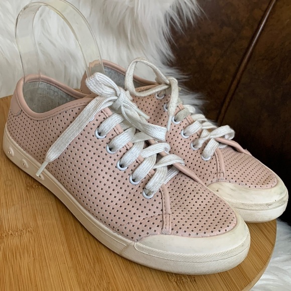 Rag & Bone | Standard Issue Perforated Low Lace Up Pink Leather Sneakers 37 / 7 - Picture 12 of 17